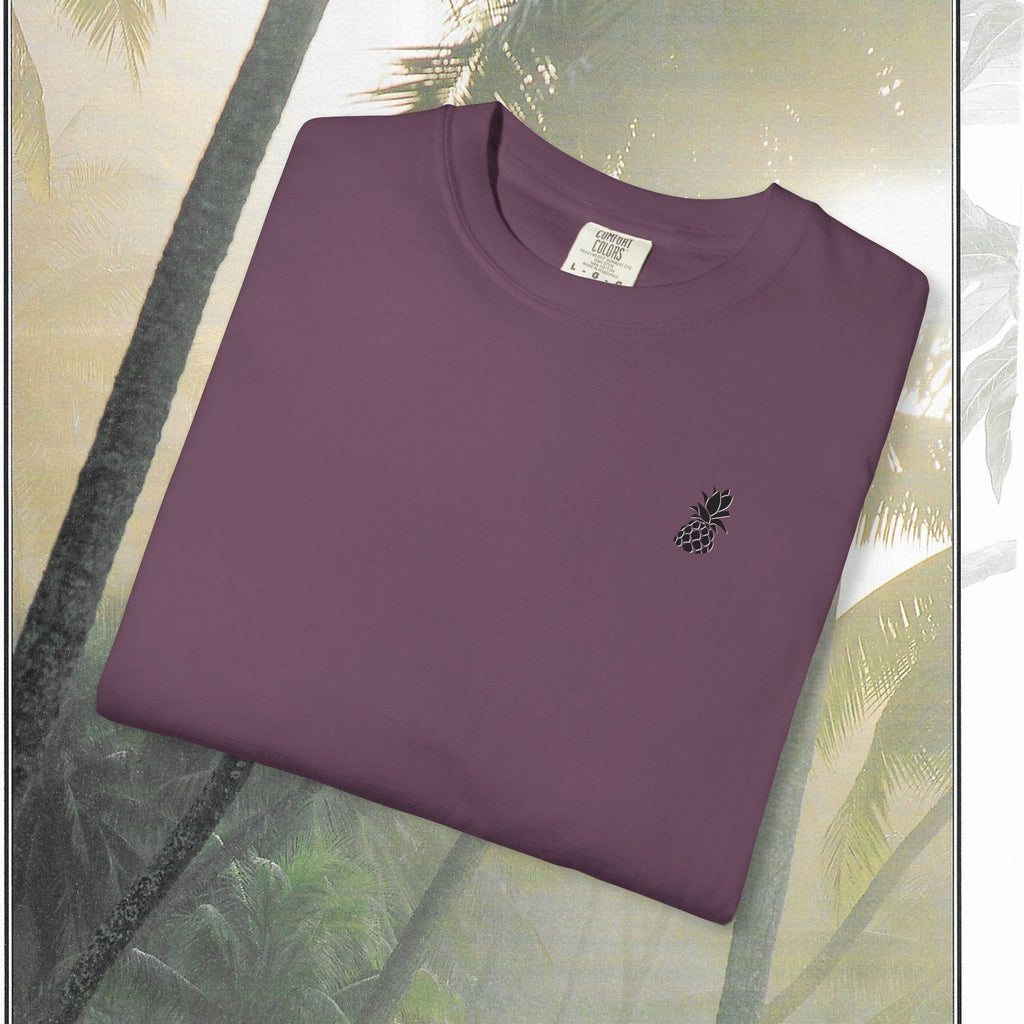 Tropical Vintage Palm Print Tee with Floral Accents