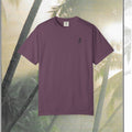 Tropical Vintage Palm Print Tee with Floral Accents