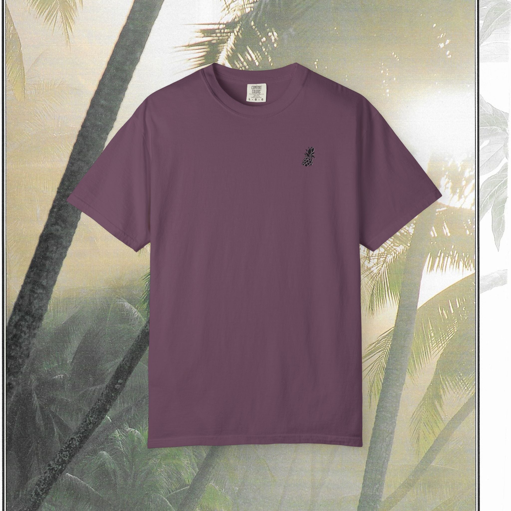 Tropical Vintage Palm Print Tee with Floral Accents