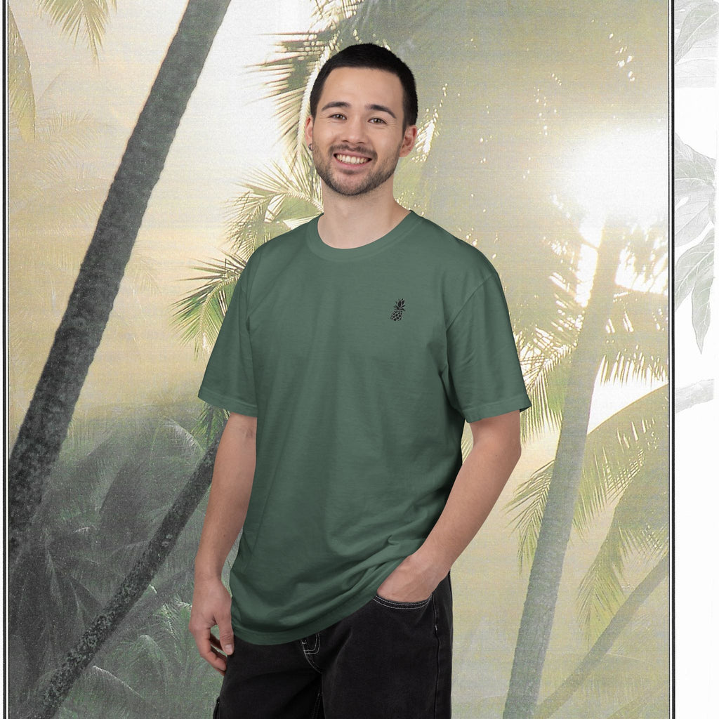 Tropical Vintage Palm Print Tee with Floral Accents