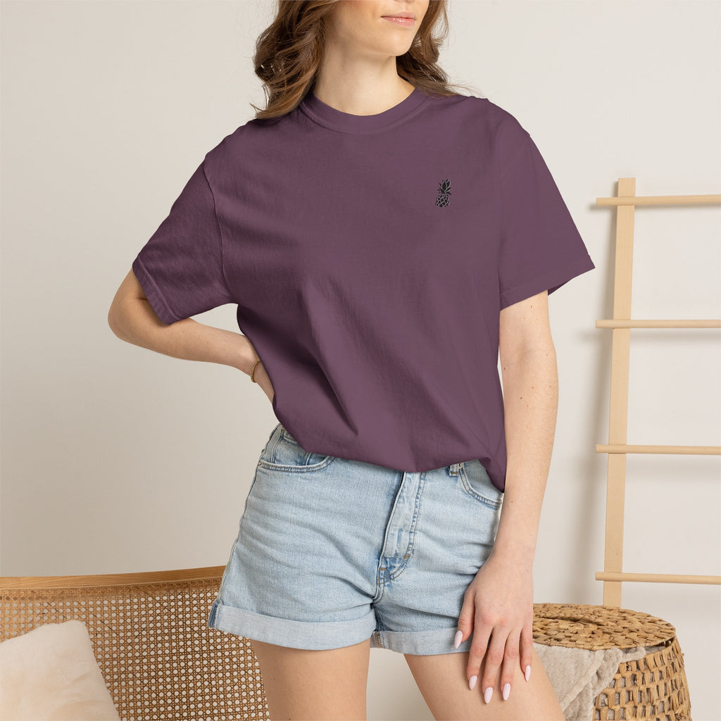 Tropical Vintage Palm Print Tee with Floral Accents
